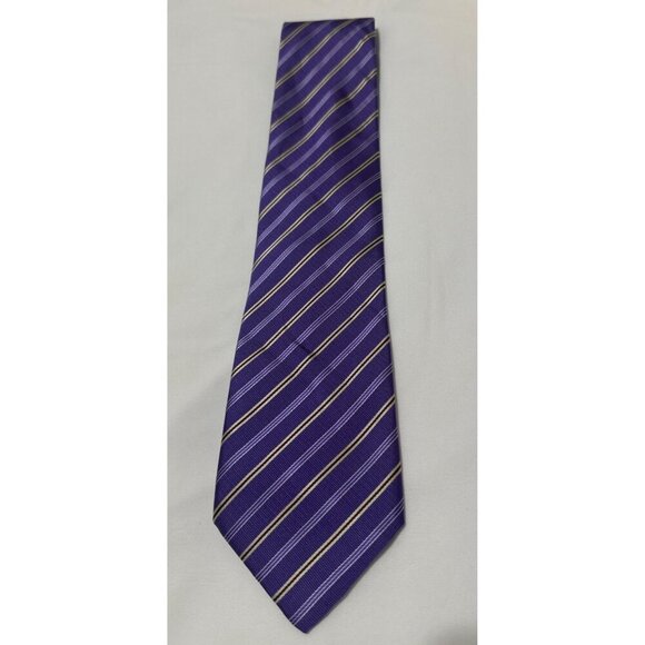 Paul Smith London Purple Striped Silk Tie - Picture 3 of 7